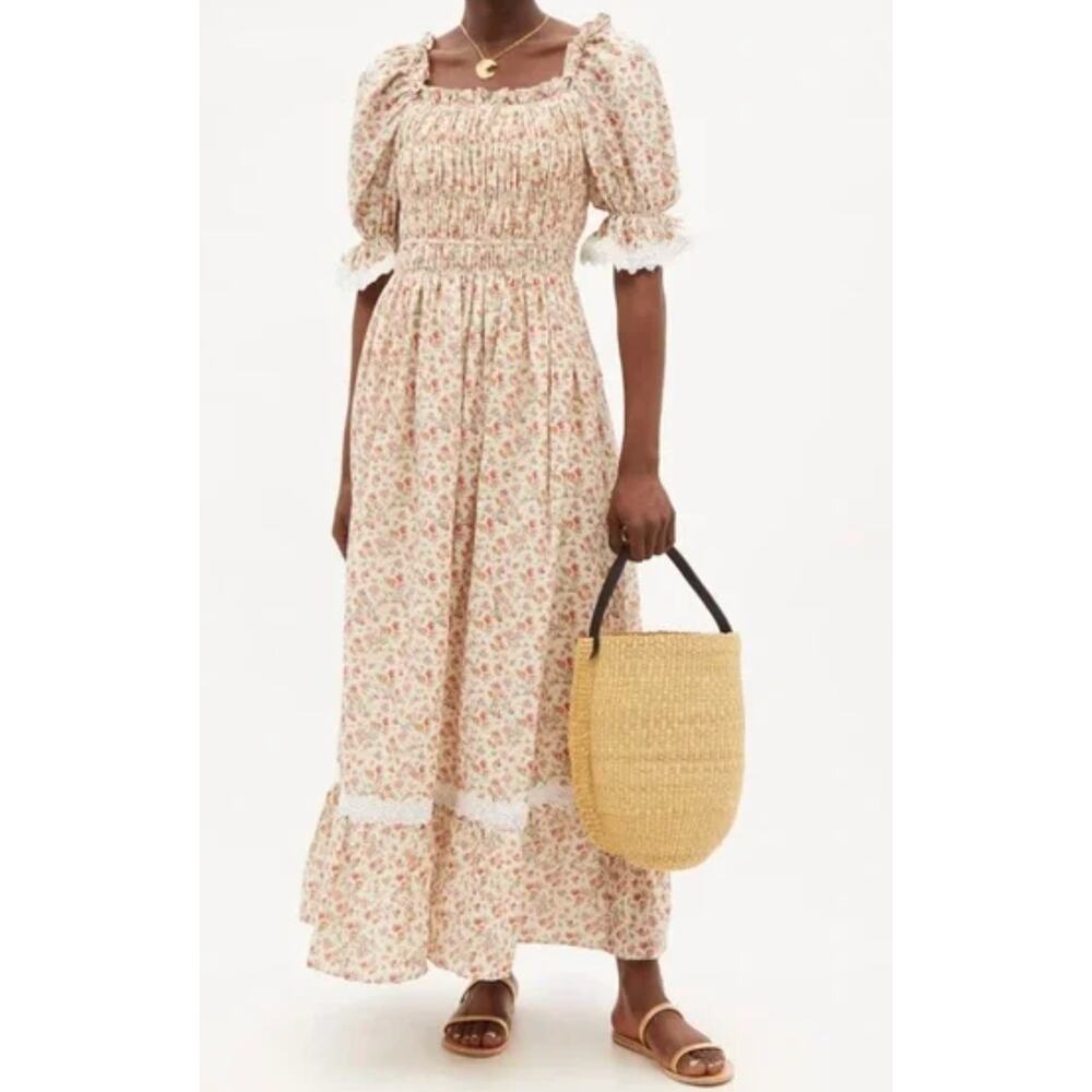 Lug Von Siga Elisa Smocked Midi Dress size 4 (36)